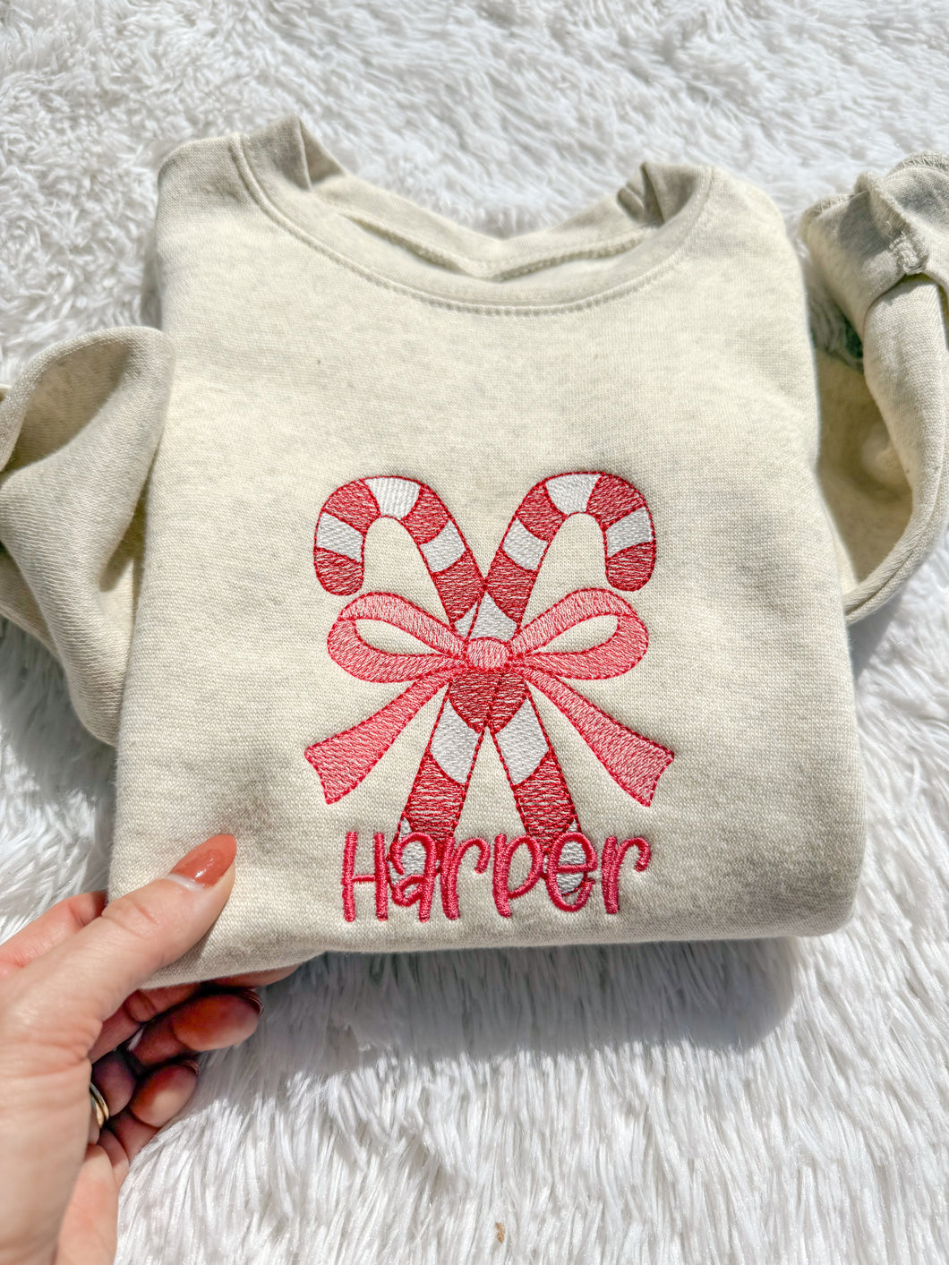 Candy Cane Cutie Embroidered Sweatshirt