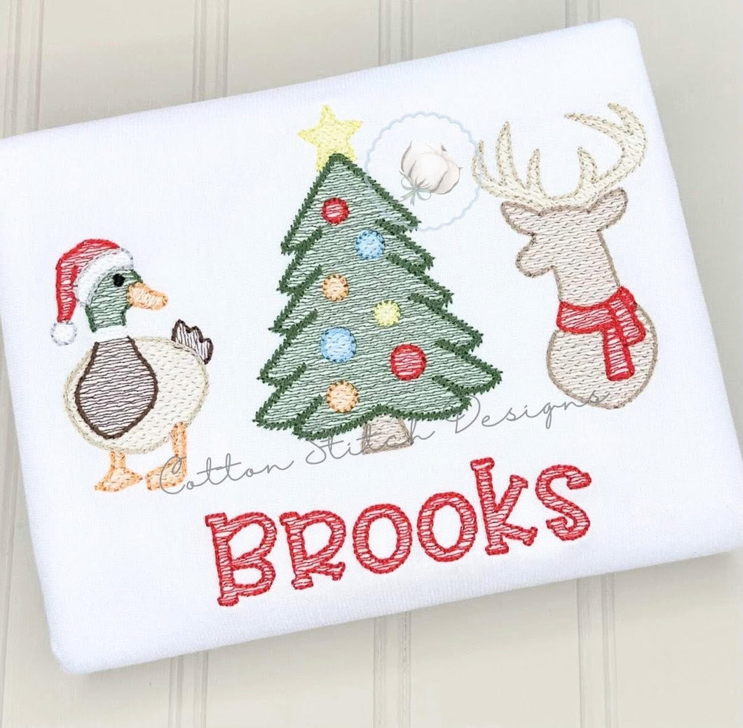 Wildlife Christmas trio embroidered sweatshirt