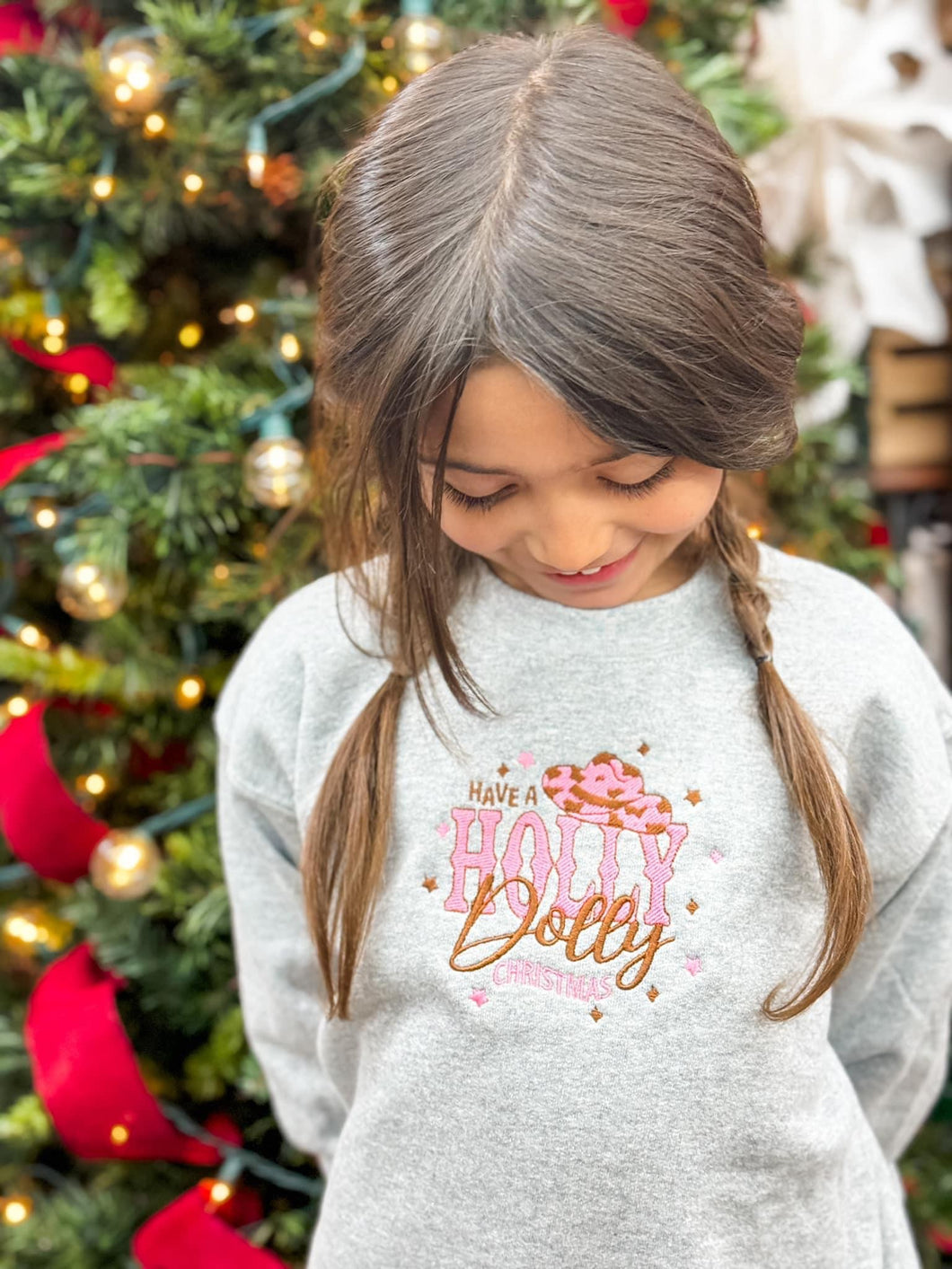Holly Dolly Christmas embroidered top