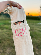 Embroidered trout pocket tee