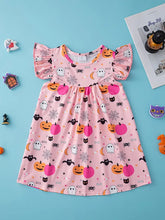 Load image into Gallery viewer, Flutter Sleeve BOO Halloween Dress
