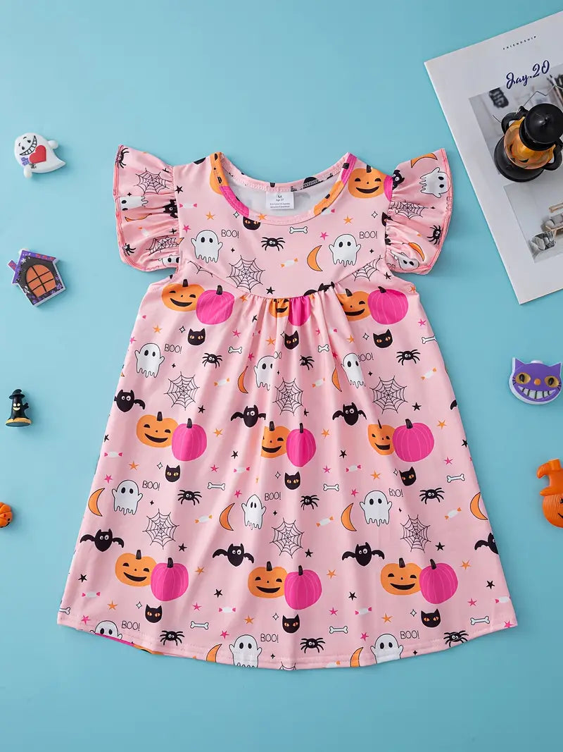 Flutter Sleeve BOO Halloween Dress