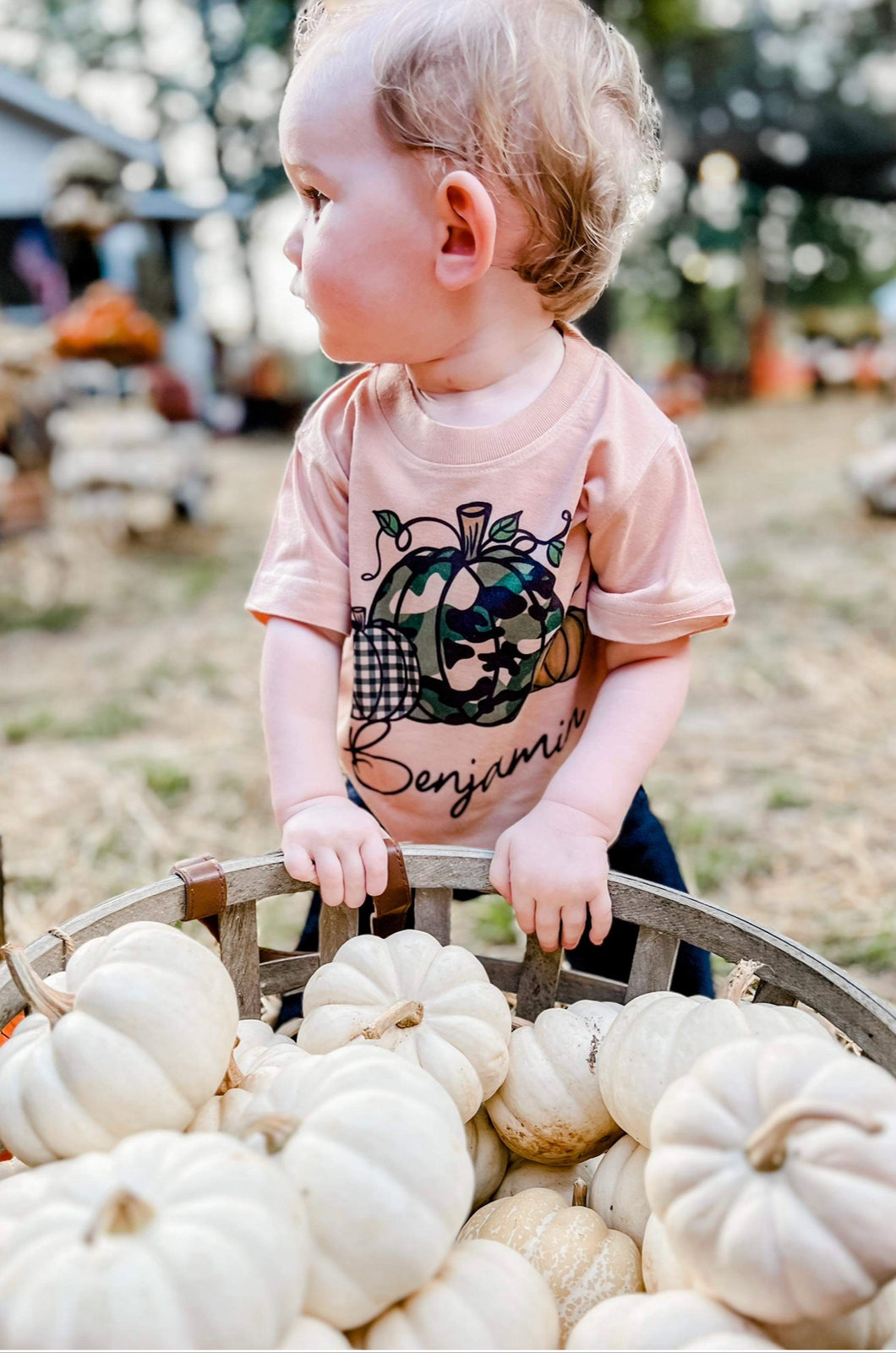 Camo pumpkin name tee